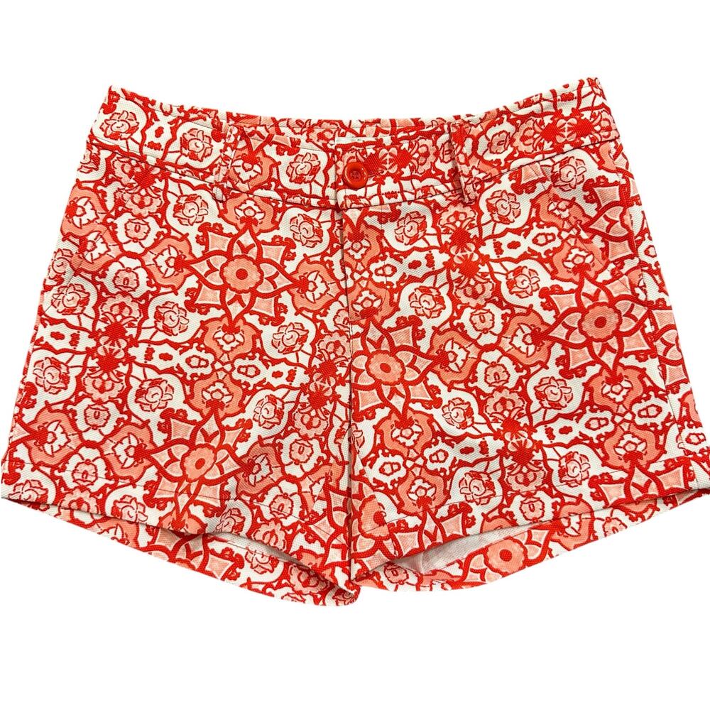 Jade Womens shorts, red pink floral, textured, pockets, Size 2